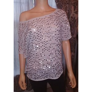 NWOT JENNIFER LOPEZ GRAY SEQUIN BLOUSE